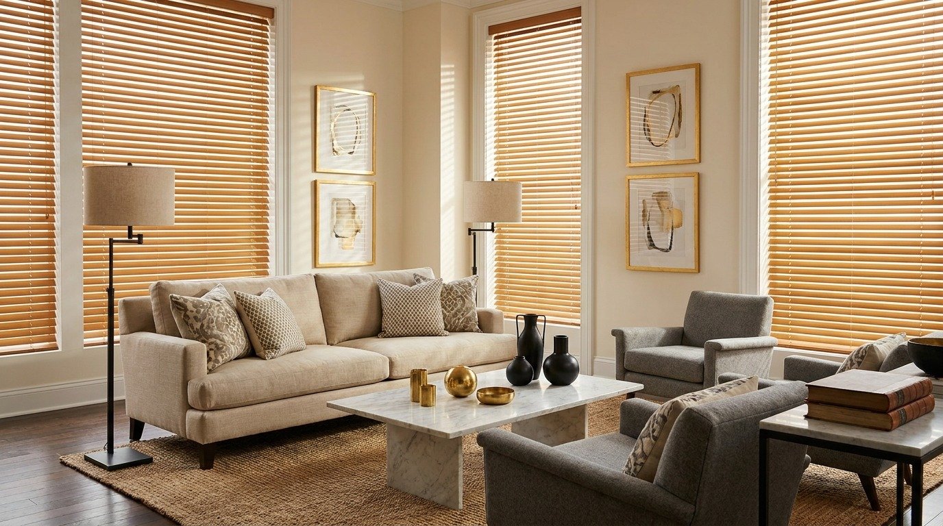 persianas de madera elegantes para sala en monterrey