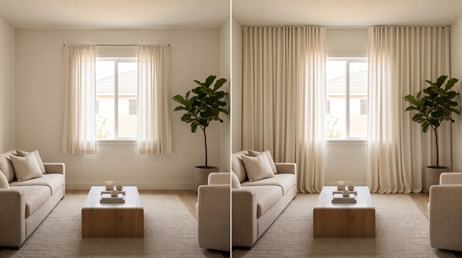 cortinas de pared a pared vs solo en la ventana